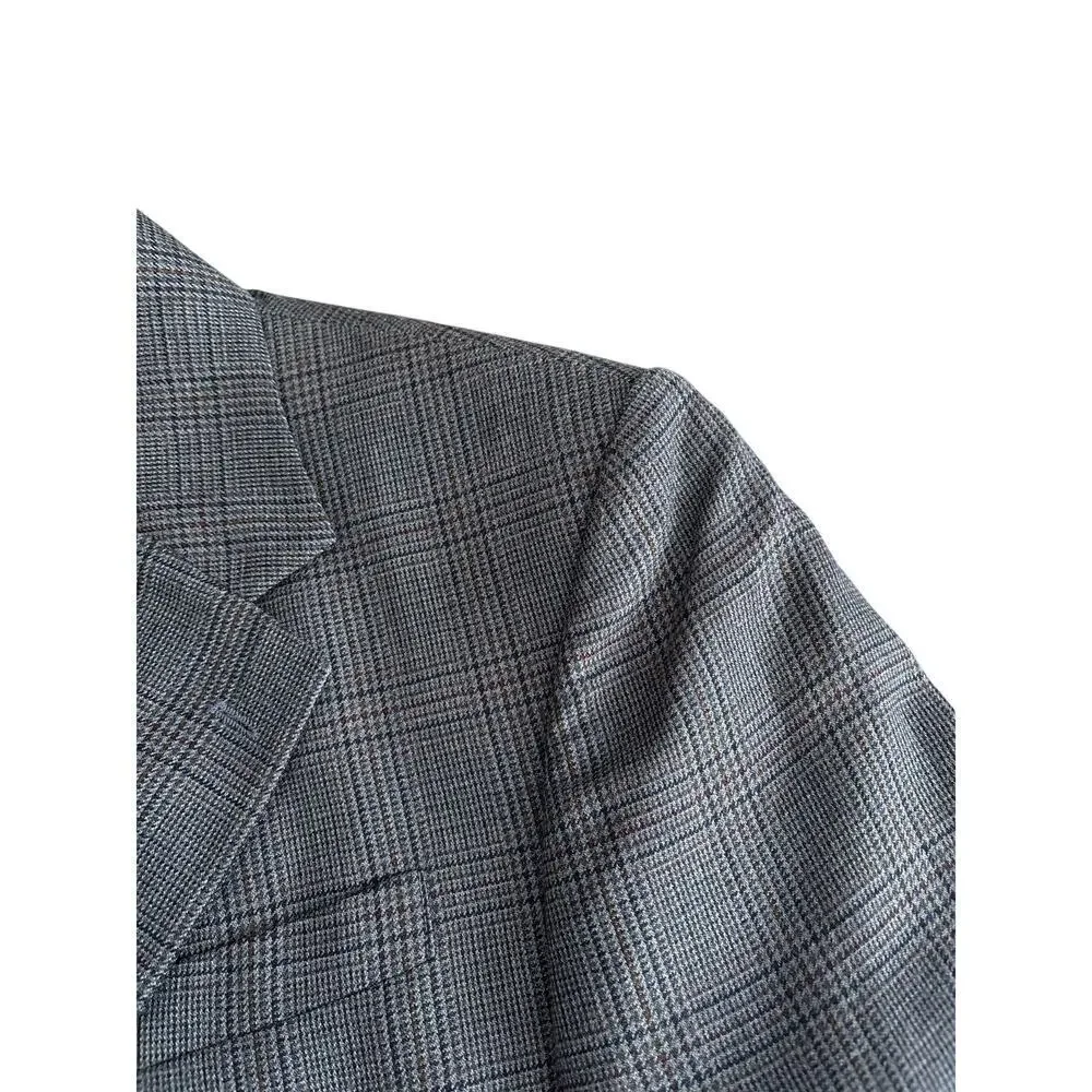 Oscar de la Renta Silk Wool Glen Plaid Blazer Made Colombia Men's 38S Vintage